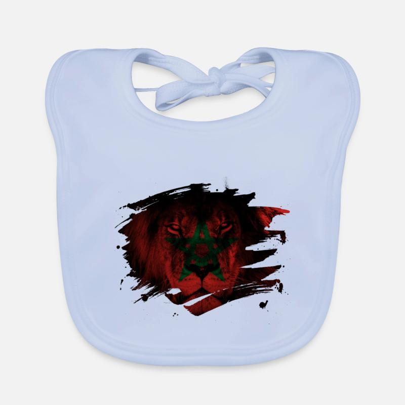 Morocco Lion Flag Paint Splatter Organic Baby Bibs