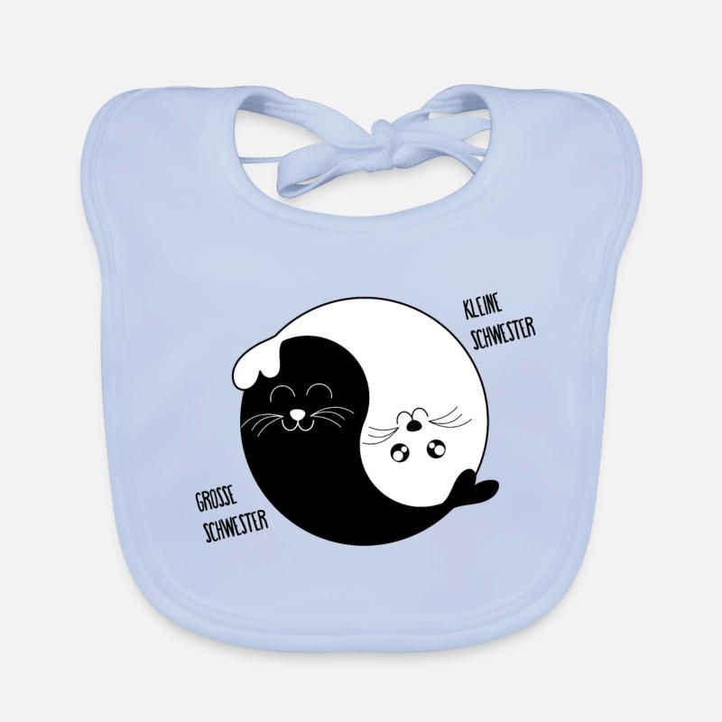 kleine Schwester // große Schwester Robbe, Kawaii Baby Bio-Lätzchen