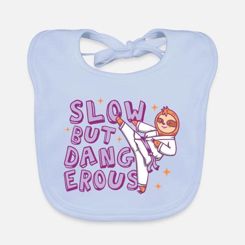 Slow but dangerous Karate Sloth Organic Baby Bibs