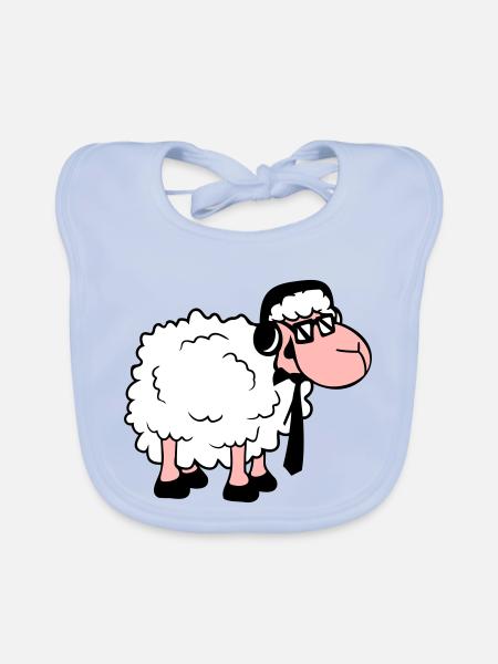 Sheep Sunglasses Tie Music DJ Headphones Fun - Organic Baby Bibs - sky blue - Front
