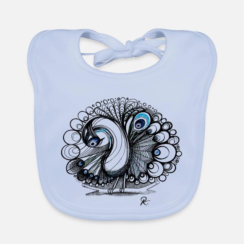 Pfau peacock psychedelisch Baby Bio-Lätzchen