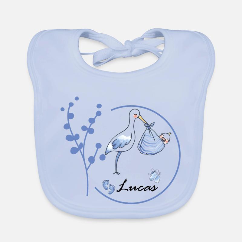 Name Lucas - Baby Bio-Lätzchen - sky Blue