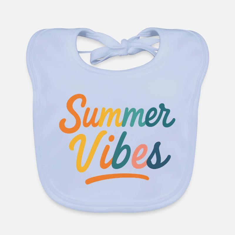 Summer vibes - Bavoir bio Bébé - bleu ciel