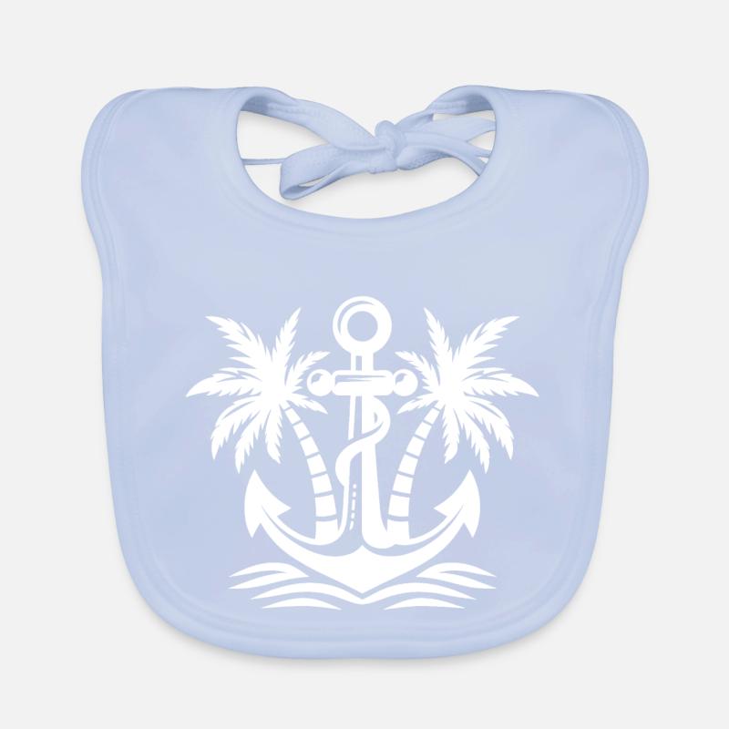 Anchor with palm tree logo Organic Baby Bibs