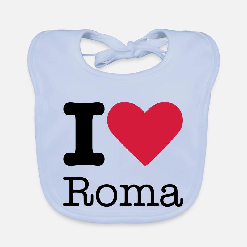 I Love Roma - Bavoir bio Bébé - bleu ciel