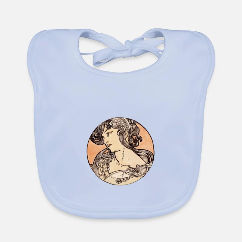Alphonse Maria Mucha Stained Glass #1 Organic Baby Bibs