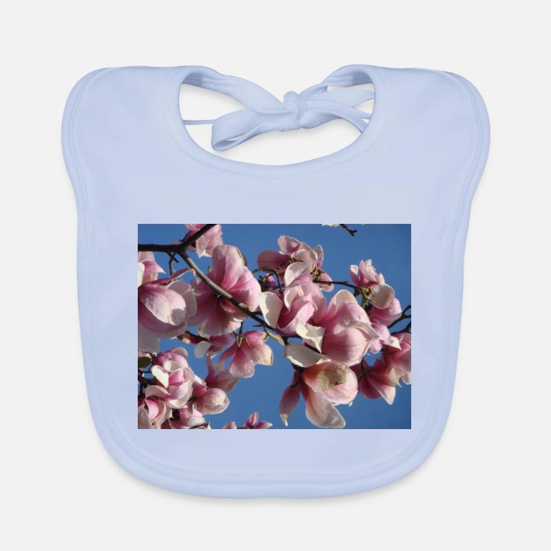 Pink magnolia branches in spring Organic Baby Bibs