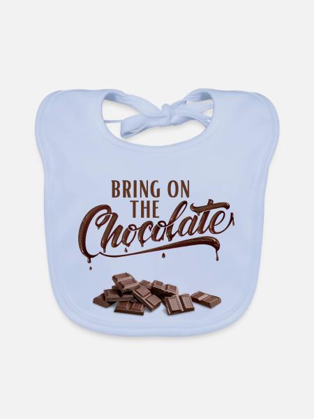 Apportez le chocolat - Schokoliebe - Bavoir bio Bébé - bleu ciel - Devant