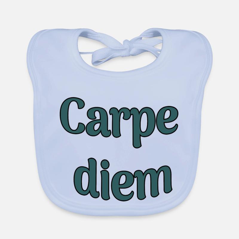 Carpe diem - Bavoir bio Bébé - bleu ciel