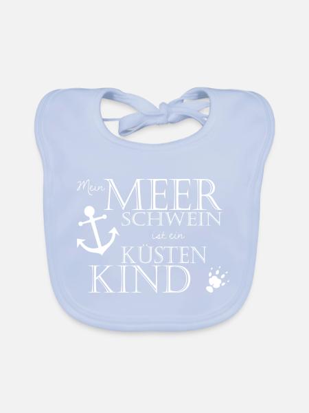Mein Meerschwein ist ein Küstenkind - Baby Bio-Lätzchen - sky Blue - Vorne