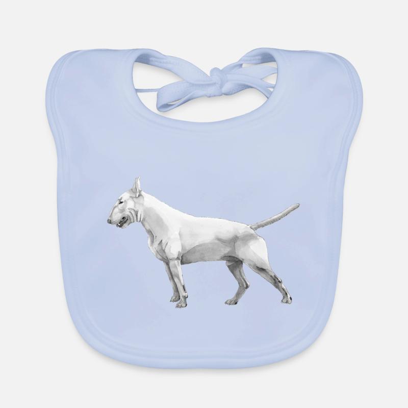 Bull terrier - Bavoir bio Bébé - bleu ciel