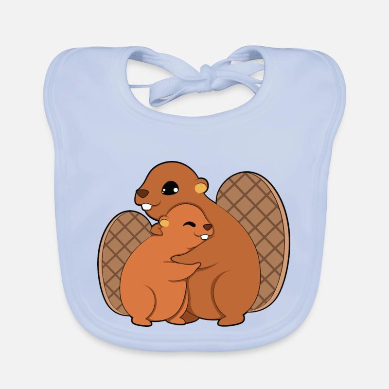 Beaver Hugging Organic Baby Bibs