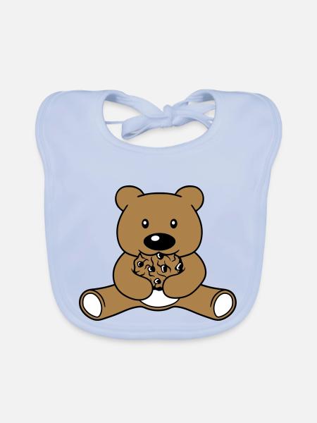cookie essen keks hunger lecker knabbern baer sues - Baby Bio-Lätzchen - sky Blue - Vorne