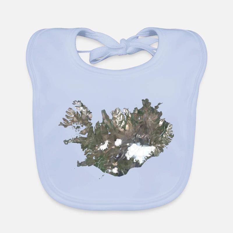 Island Karte Low Poly Stil - Baby Bio-Lätzchen - sky Blue