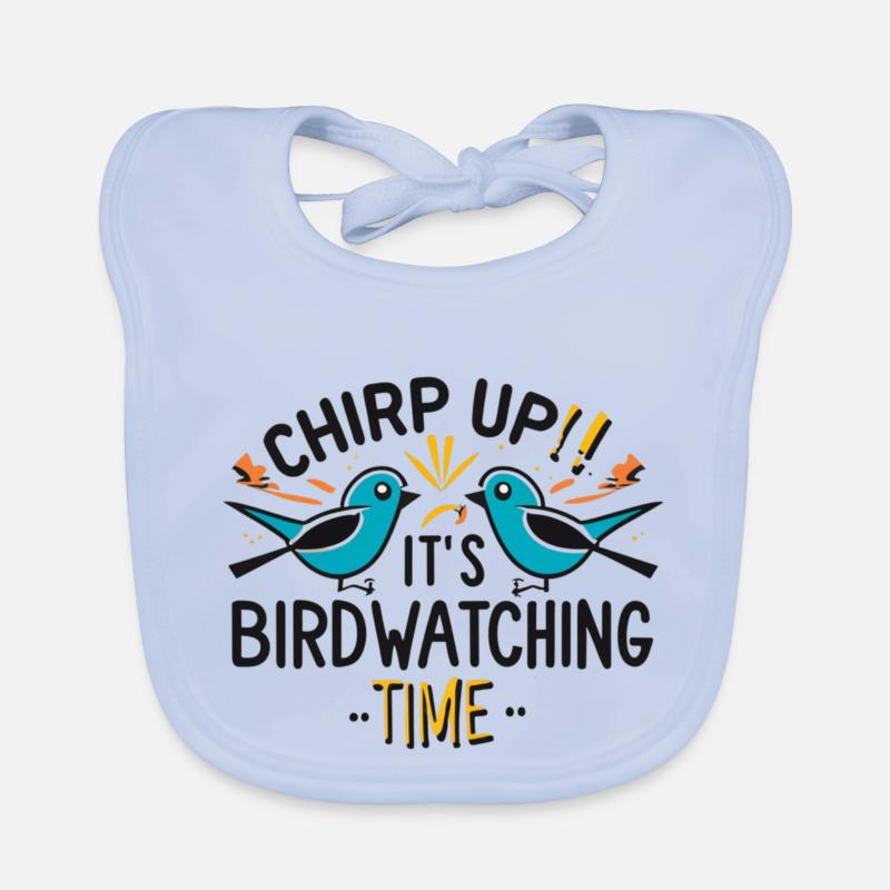 "Chirping, it's bird watching time" Organic Baby Bibs