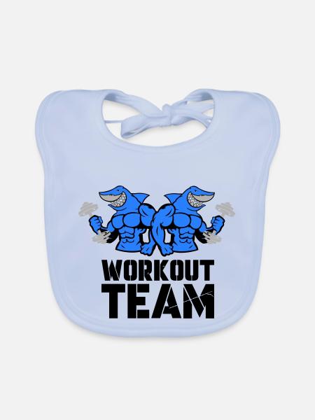 shark hai bodybuilding workout - Baby Bio-Lätzchen - sky Blue - Vorne