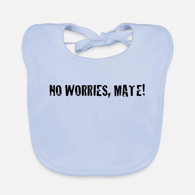 no worries mate ! - Bavoir bio Bébé - bleu ciel
