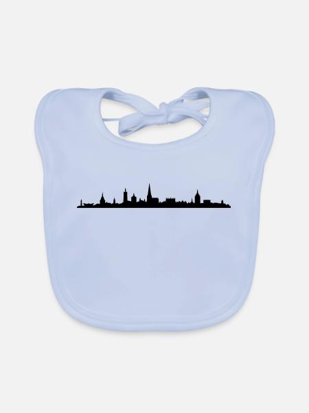 Skyline Rostock - Baby Bio-Lätzchen - sky Blue - Vorne