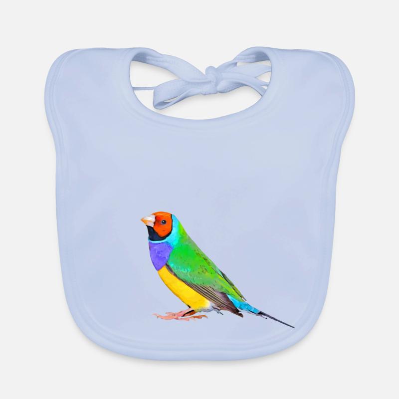 Pinson de Gould 01 - Bavoir bio Bébé - bleu ciel