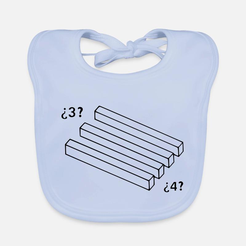Illusions d'optique 3 à 4 bâtons - Bavoir bio Bébé - bleu ciel