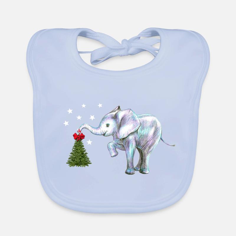 Weihnachten, Elefant Glücksbringer - Baby Bio-Lätzchen - sky Blue
