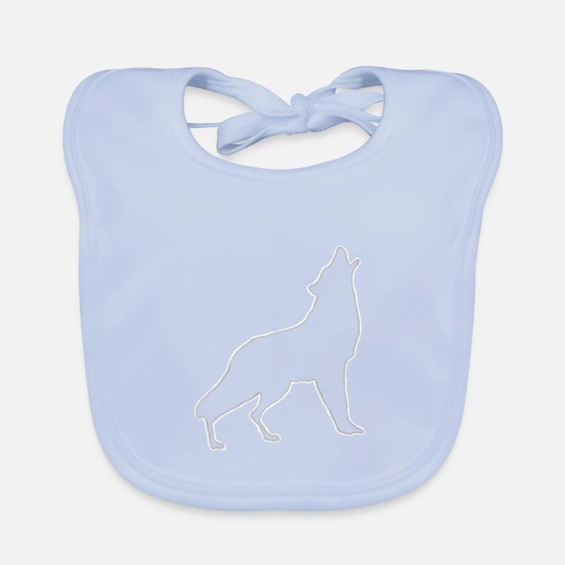 loup - Bavoir bio Bébé - bleu ciel