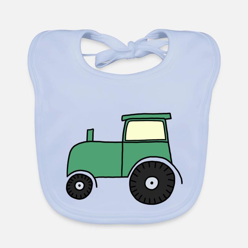 Gezeichneter Traktor - Baby Bio-Lätzchen - sky Blue