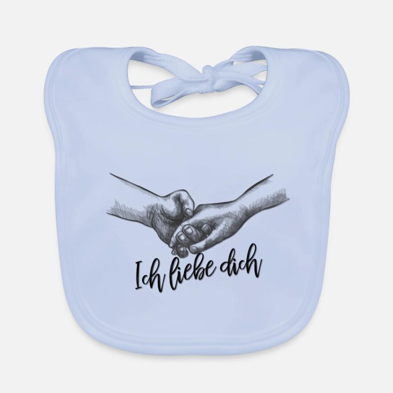 Je t'aime - Bavoir bio Bébé - bleu ciel