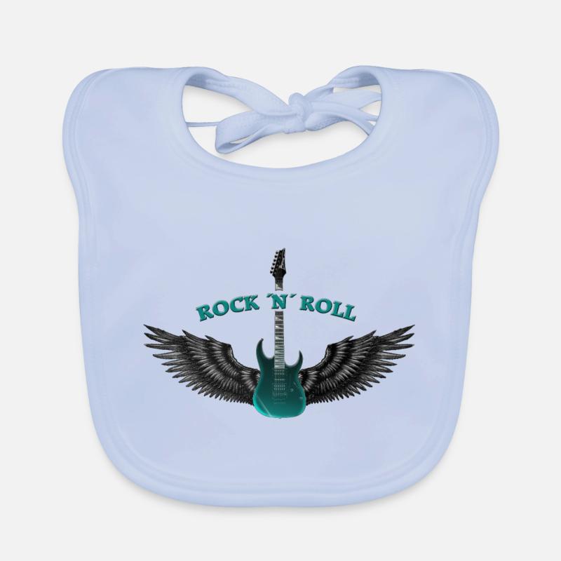 ROCK N ROLL - Bavoir bio Bébé - bleu ciel