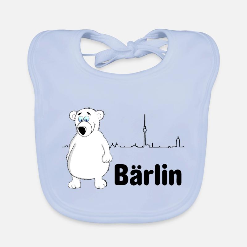 Berlin mit Berliner Bär = Bärlin - Baby Bio-Lätzchen - sky Blue