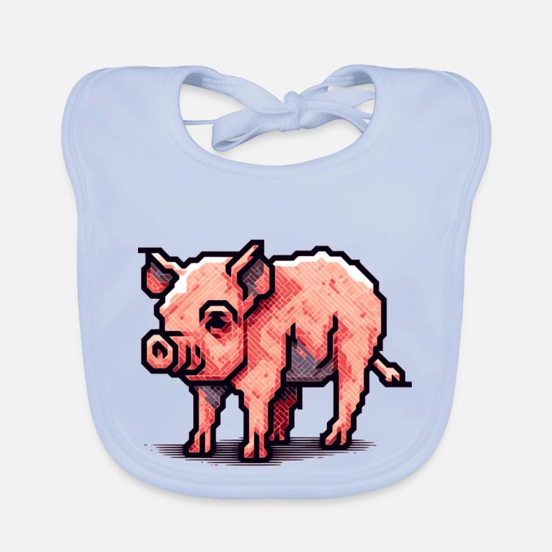 Cochon comme truie en pixel art 16 bits Bavoir bio Bébé