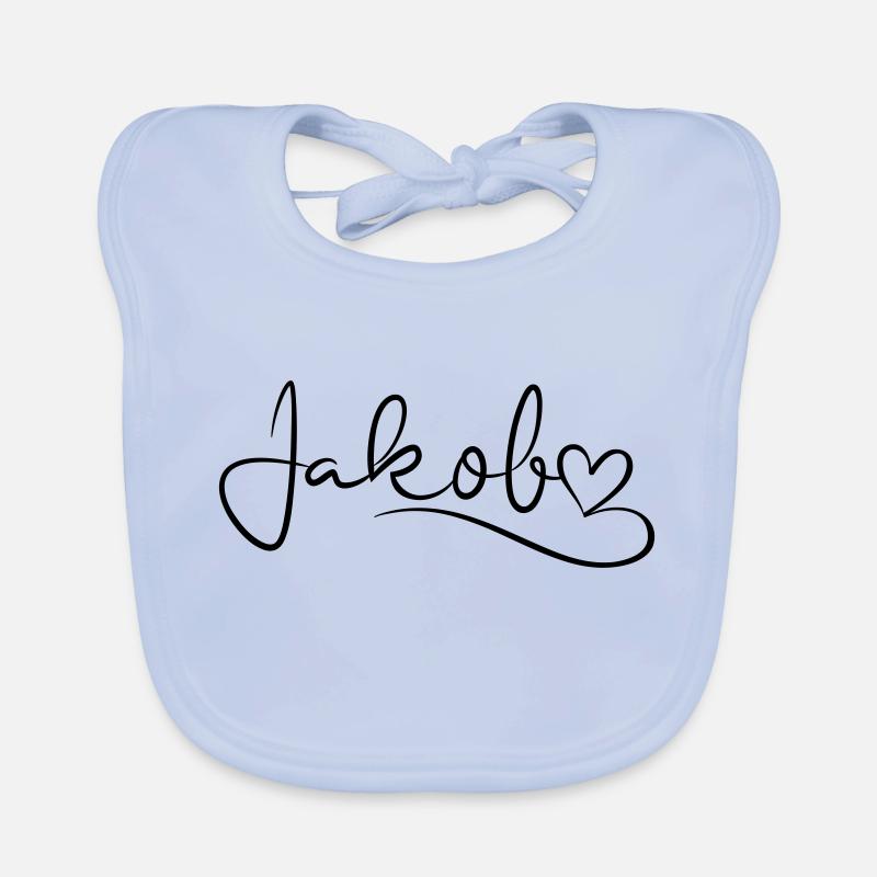 Jakob Nom Prénom Coeur Décor Bavoir bio Bébé