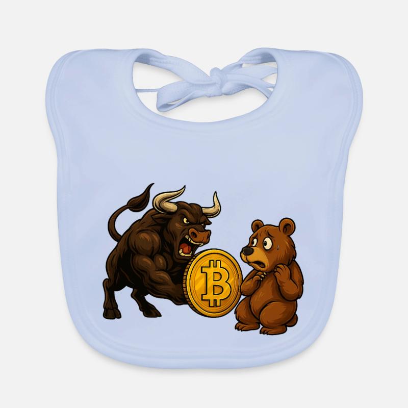 Bitcoin Bull vs. Bear - Organic Baby Bibs - sky blue