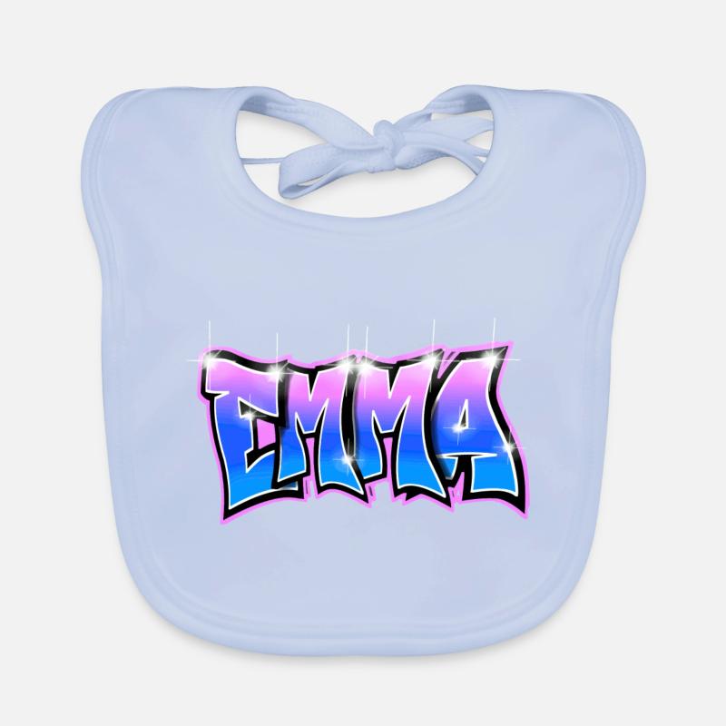 Graffiti Tag given name Emma Organic Baby Bibs