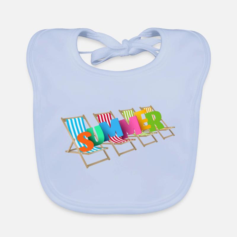 été - Bavoir bio Bébé - bleu ciel