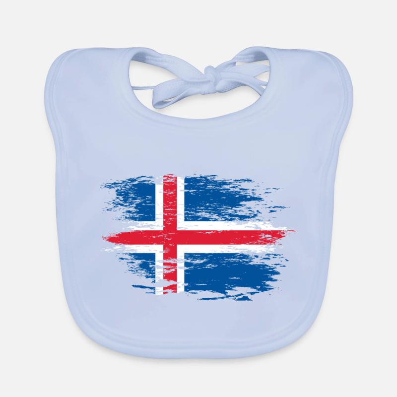 Iceland flag used Organic Baby Bibs