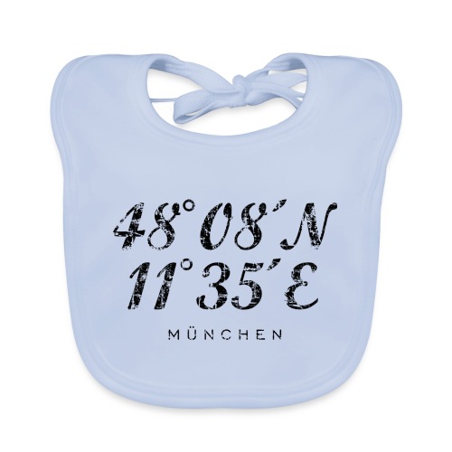 Münchener Koordinaten München (Vintage Schwarz) - Baby Bio-Lätzchen