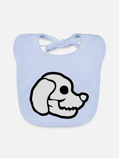 Chiens Crâne Halloween Squelette - Bavoir bio Bébé - bleu ciel - Devant