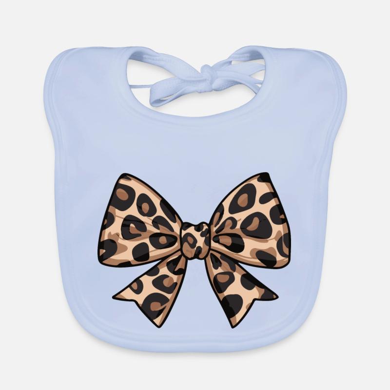 LARGE BOW WITH LEOPARD TREND Organic Baby Bibs