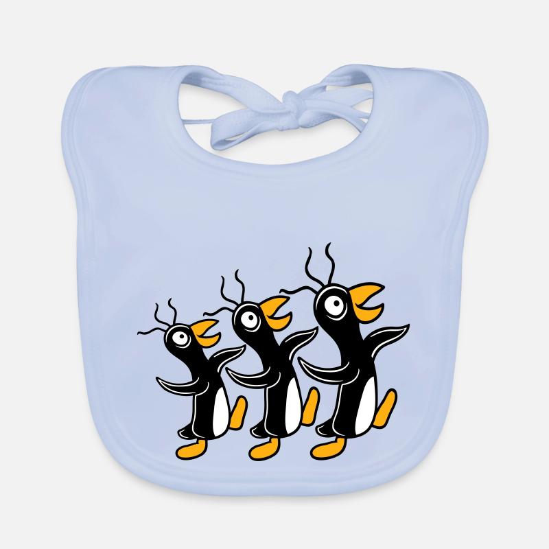 3 verrückte Pinguine laufen dumm Team Freunde Crew Baby Bio-Lätzchen