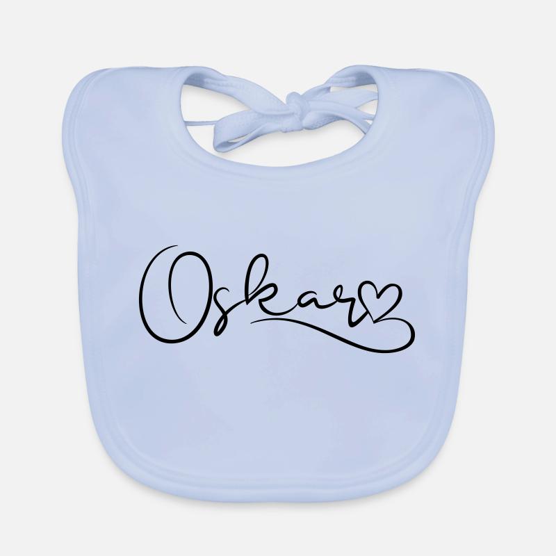 Oskar Prénom Décor coeur Bavoir bio Bébé