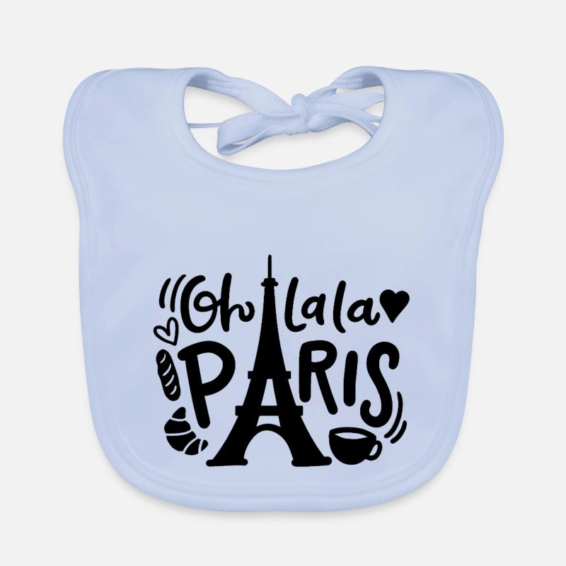 Oh lala Paris - Bavoir bio Bébé - bleu ciel