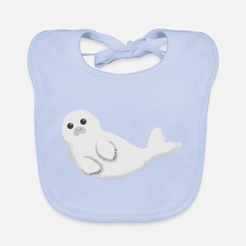 Seehund Robbe - Baby Bio-Lätzchen - sky Blue