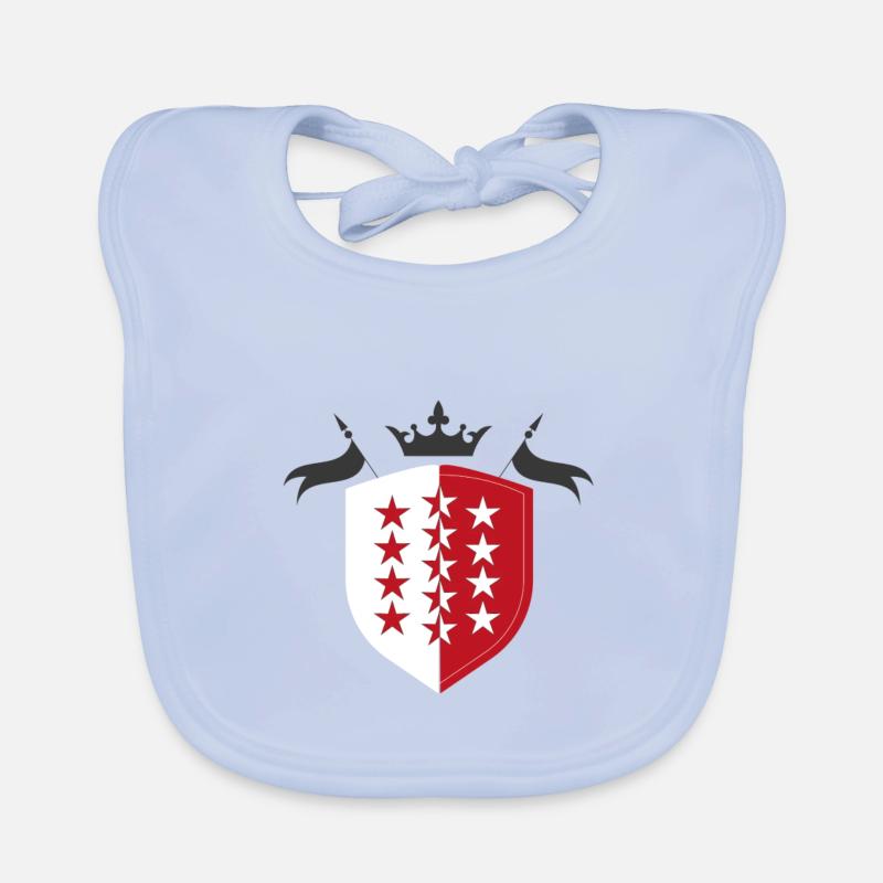 Drapeau Valais - Wallis - Baby Bio-Lätzchen - sky Blue