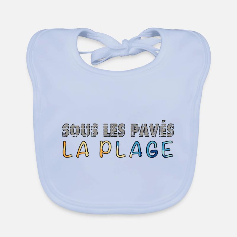 Sous les pavés, la plage - Bavoir bio Bébé - bleu ciel