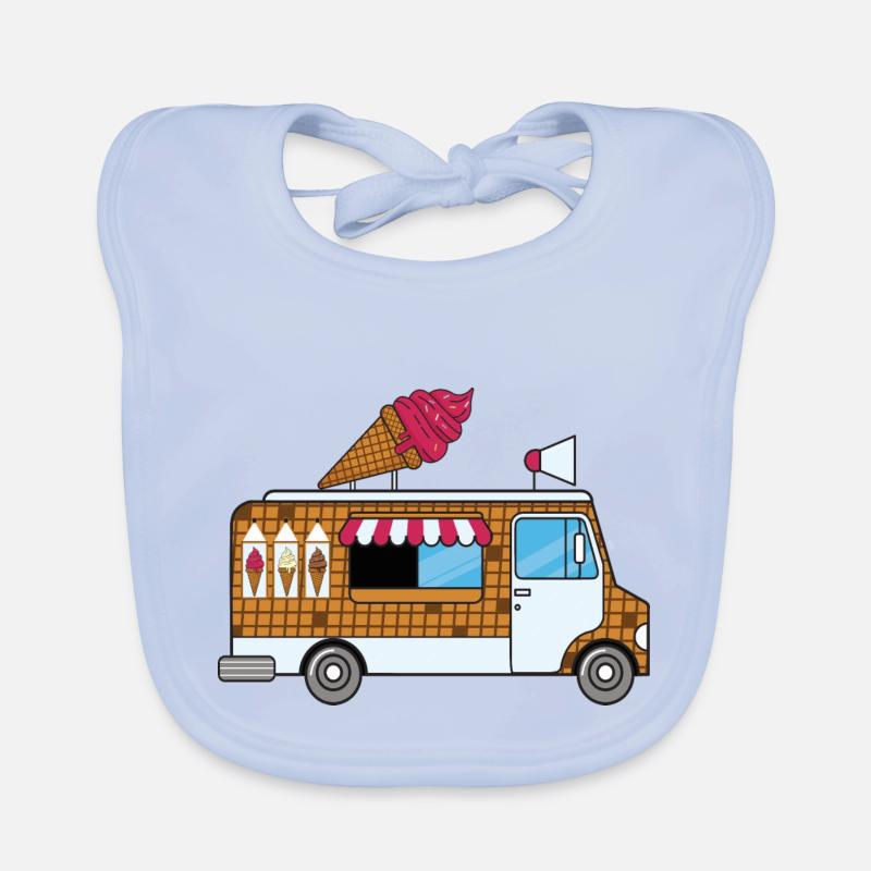 Eiswagen, Eisdiele,Eisverkäufer, Eiskrem, Waffle Baby Bio-Lätzchen