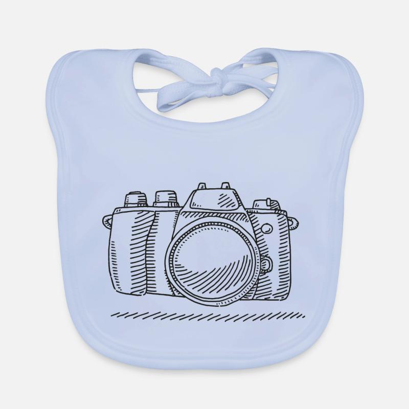Camera Camera Black and White Drawing Organic Baby Bibs