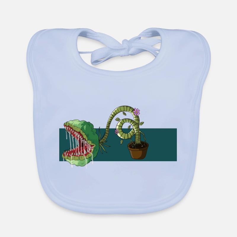 plante carnivore - Bavoir bio Bébé - bleu ciel