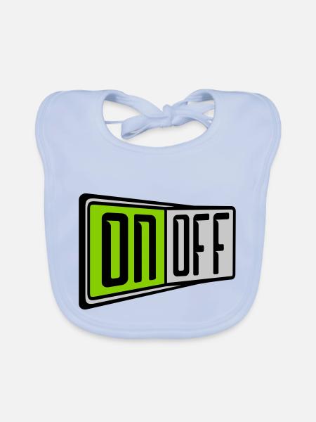On Off Switch - Organic Baby Bibs - sky blue - Front