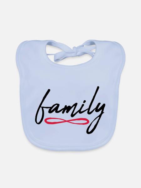 Symbole infini de la famille - Bavoir bio Bébé - bleu ciel - Devant